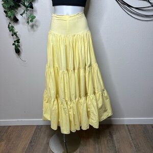 Cutest, fullest, Vintage Yellow Tiered Maxi Skirt